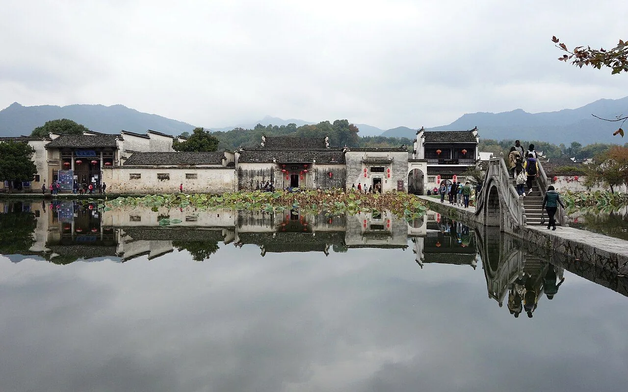Hongcun’s South Lake and the village buildings beyond.