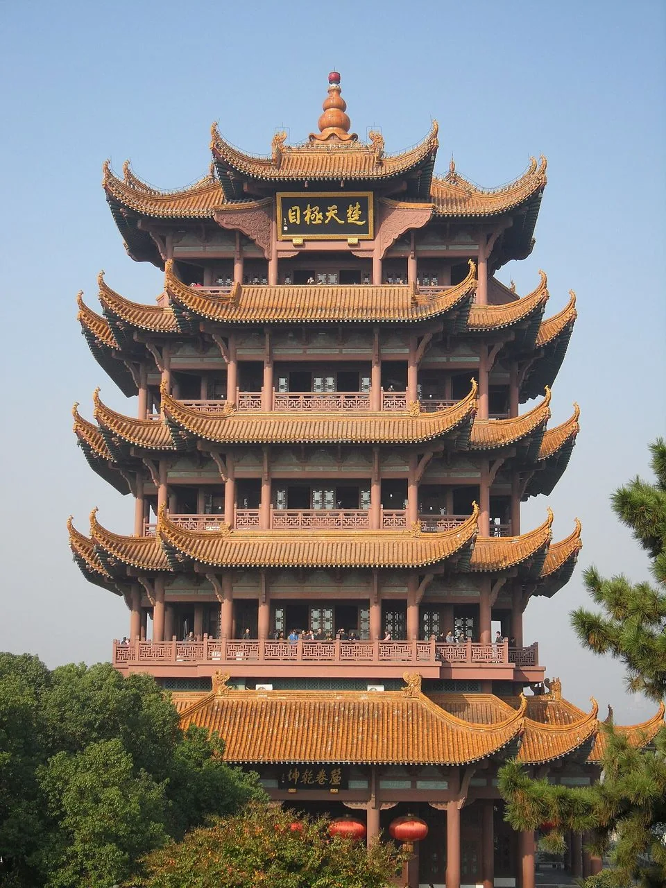 Yellow Crane Tower and its layered roofs in Wuhan.