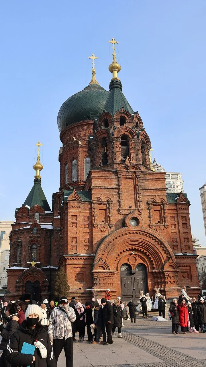 Saint Sophia Cathedral and its dome seen from the square.