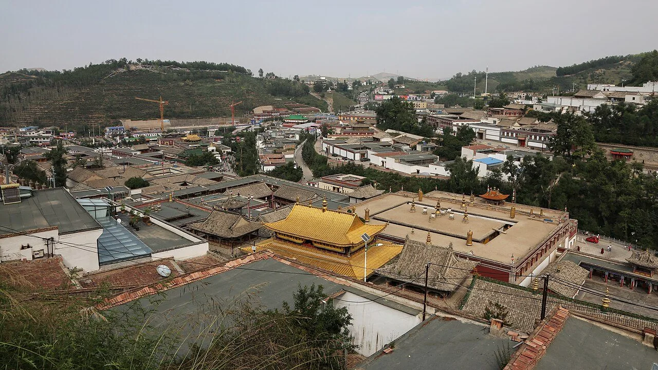 Roofs spread across the Kumbum Monastery complex.