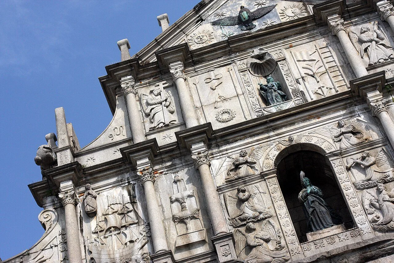The surviving stone façade of the Church of Mater Dei at St Paul’s.